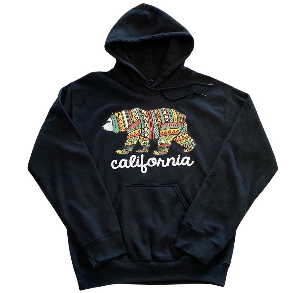 Bowery Supply Co. Size S Black California Tribal Print Bear Hoodie